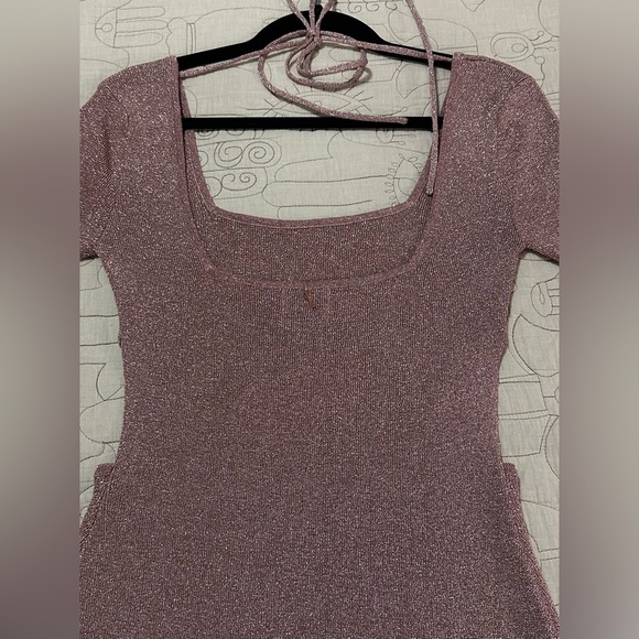 NWT MISA Minka Longsleeve Cutout Dress S Rose Metallic Knit - Picture 13 of 15